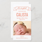 Charming Banner Baby Girl Geburtsankündigung Ankündigung (Vorne/Hinten)