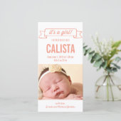 Charming Banner Baby Girl Geburtsankündigung Ankündigung (Stehend Vorderseite)