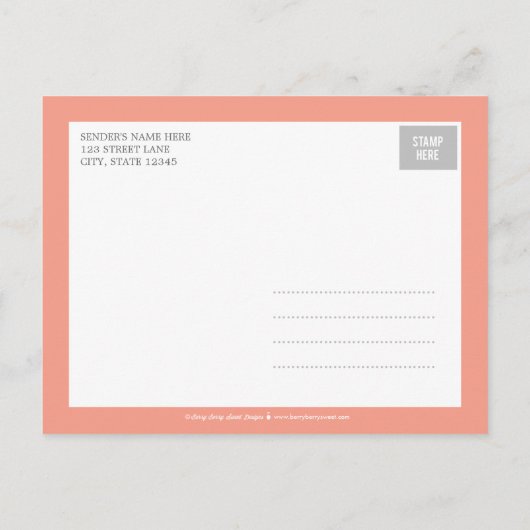 Charming Banner Birth Announcement - Baby Girl Ankündigungspostkarte (Rückseite)