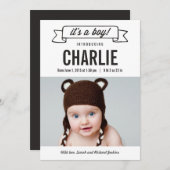 Charming-Banner Geburtshinweise - Junge Ankündigung (Vorne/Hinten)