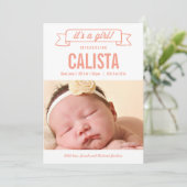 Charming-Banner - Geburtshinweise - Mädchen Ankündigung (Stehend Vorderseite)