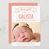 Charming-Banner - Geburtshinweise - Mädchen Ankündigung (Vorne/Hinten)