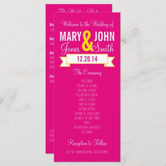 Charming-Banner-Zeremonie Programm (Vorne/Hinten)