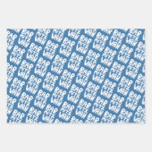 Charming Bar Mitzvah Handlettering jüdischer Blaue Geschenkpapier Set (Vorderseite 3)