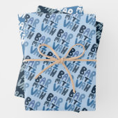Charming Bar Mitzvah Handlettering jüdischer Blaue Geschenkpapier Set (Beispiel)