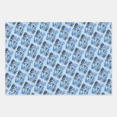 Charming Bar Mitzvah Handlettering jüdischer Blaue Geschenkpapier Set (Vorderseite)