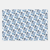 Charming Bar Mitzvah Handlettering jüdischer Blaue Geschenkpapier Set (Vorderseite 3)