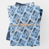 Charming Bar Mitzvah Handlettering jüdischer Blaue Geschenkpapier Set (Beispiel)