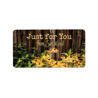 Charming Barn Board und Blume Custom Gift Labels Adressaufkleber