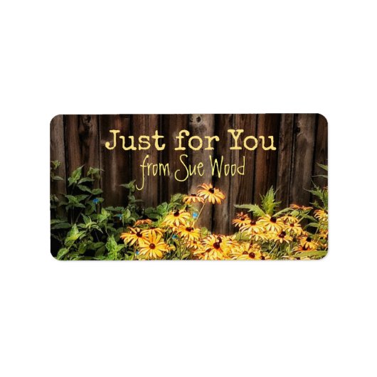 Charming Barn Board und Blume Custom Gift Labels Adressaufkleber (Vorne)