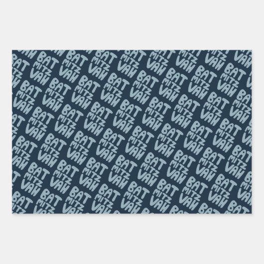 Charming Bat Mitzvah Handlettern Judenblauer Spaß Geschenkpapier Set (Vorderseite 2)