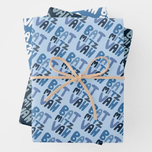 Charming Bat Mitzvah Handlettern Judenblauer Spaß Geschenkpapier Set (Beispiel)