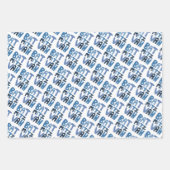 Charming Bat Mitzvah Handlettern Judenblauer Spaß Geschenkpapier Set (Vorderseite 3)