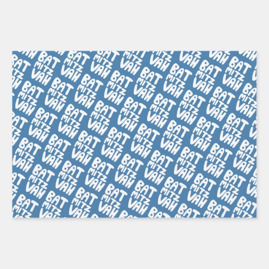 Charming Bat Mitzvah Handlettern Judenblauer Spaß Geschenkpapier Set (Vorderseite 3)