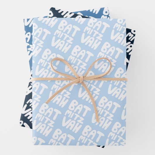 Charming Bat Mitzvah Handlettern Judenblauer Spaß Geschenkpapier Set (Beispiel)