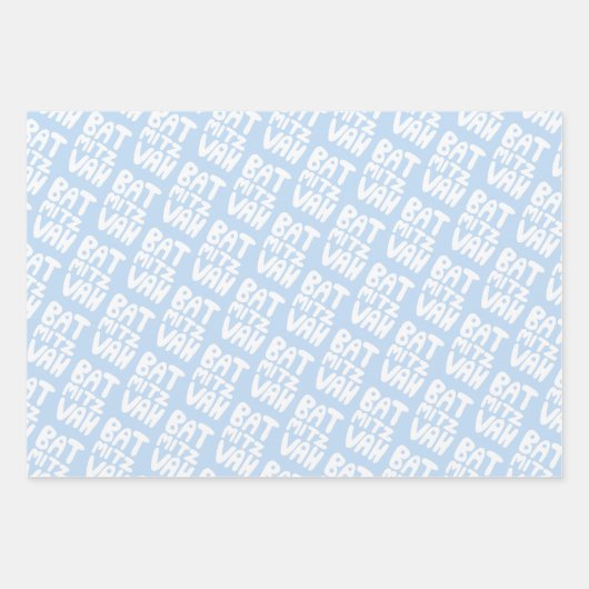 Charming Bat Mitzvah Handlettern Judenblauer Spaß Geschenkpapier Set (Vorderseite)