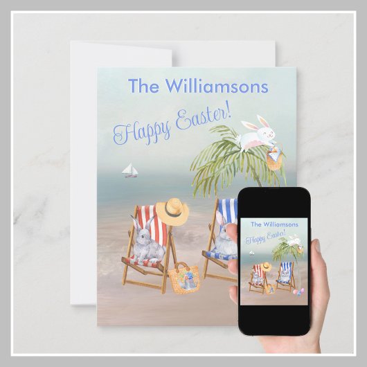 Charming Beach Bunnies Fun Happy Ostercard Ankündigung