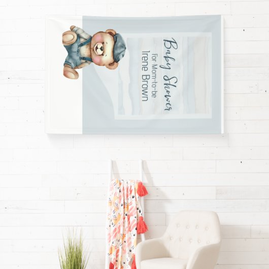 Charming Bear Jean Baby Shower Theme Banner (InSitu)