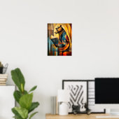 Charming Bear - Kubist Reader in Deep Thread Poster (Heimbüro)
