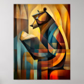 Charming Bear - Kubist Reader in Deep Thread Poster (Vorne)