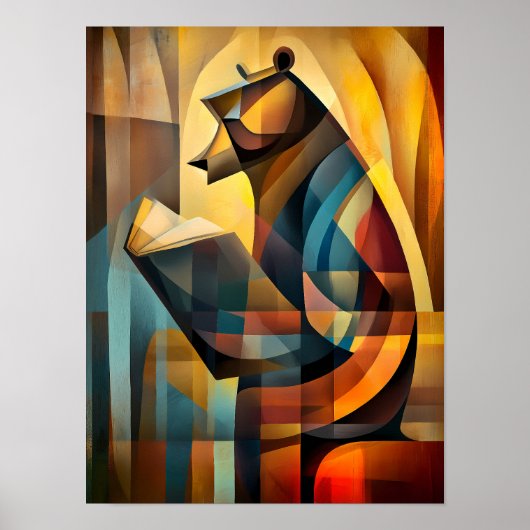 Charming Bear - Kubist Reader in Deep Thread Poster (Vorne)