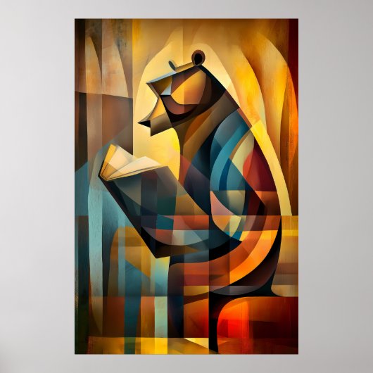 Charming Bear - Kubist Reader in Deep Thread Poster (Vorne)