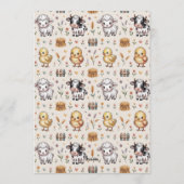 Charming Beige Watercolor Farmyard Cow Birthday  Einladung (Rückseite)