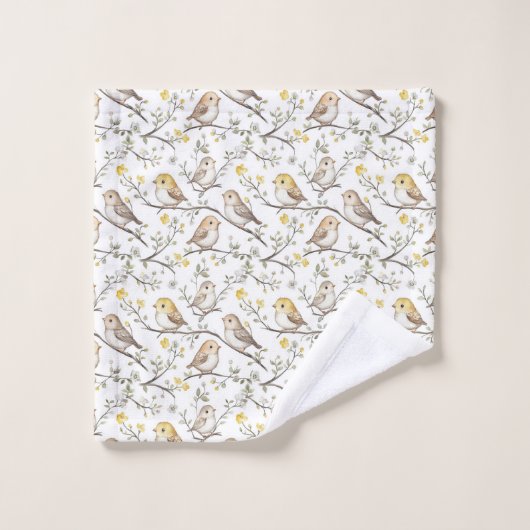 Charming Bird und Blossom Muster Badhandtuch Set (Waschlappen)