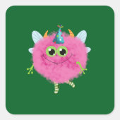 Charming birthday monster quadratischer aufkleber (Vorderseite)
