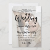 Charming Black Calligraphy Foto Wedding Einladung (Vorderseite)