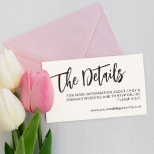 Charming Black Calligraphy Wedding Details Begleitkarte