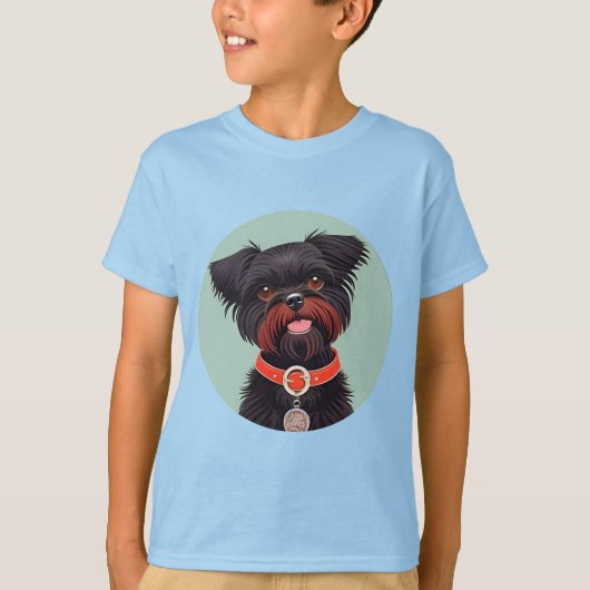 Charming Black Dog Illustration T-Shirt (Vorderseite)