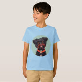 Charming Black Dog Illustration T-Shirt (Vorne ganz)