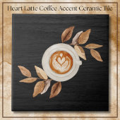 Charming Black Illustrative Heart Latte Coffee  Fliese
