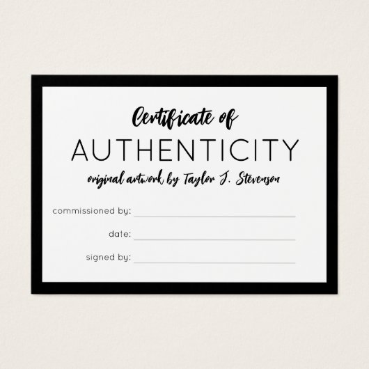 Charming Black Mini Echtheitszertifikat (Vorderseite)