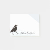 Charming Black Raven Strutting Bird White & Gray Post-it Klebezettel (Vorderseite)