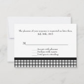 Charming Black & White Gingham Wedding RSVP Karte (Vorderseite)