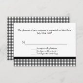 Charming Black & White Gingham Wedding RSVP Karte (Vorne/Hinten)