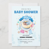 Charming Blue Baby Dusche Einladung (Vorderseite)