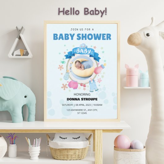 Charming Blue Baby Dusche Einladung