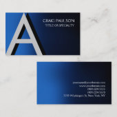 Charming Blue Beruflich Monogram Business Card Visitenkarte (Vorne/Hinten)