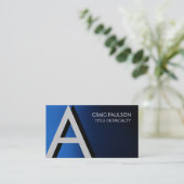 Charming Blue Beruflich Monogram Business Card Visitenkarte (Stehend Vorderseite)
