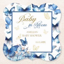 Charming Blue Butterfly Baby in Bloom Baby Dusche Untersetzer