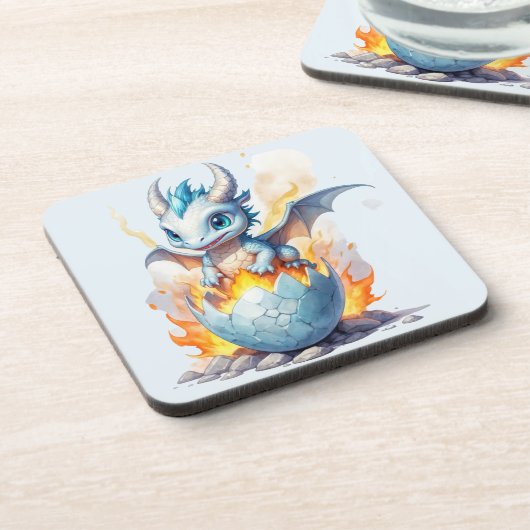 Charming Blue Dragon Frostfire Getränkeuntersetzer (Linke Seite)