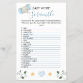 Charming Blue Elephant Baby Dusche Word Scramble Flyer (Vorne)
