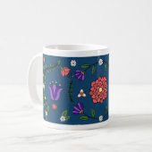 Charming Blue Floral Folk Art Tasse (Vorderseite Links)