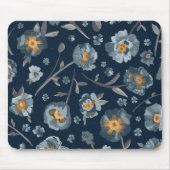 Charming Blue Gray Golden Yellow Poppies Mousepad (Vorne)