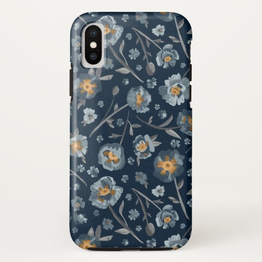 Charming Blue Grey Yellow Poppies Blumendruck Case-Mate iPhone Hülle (Rückseite)