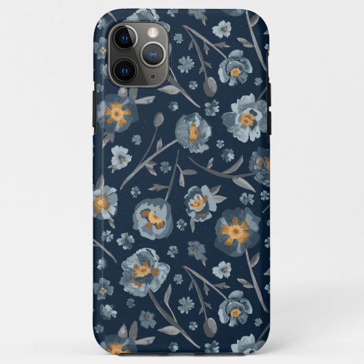 Charming Blue Grey Yellow Poppies Blumenmuster Case-Mate iPhone Hülle (Rückseite)