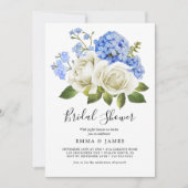 Charming Blue Hydrangea | Weißes Brautparty Einladung (Vorderseite)